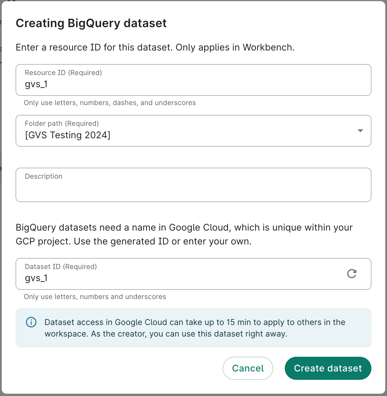 Diagram showing dialog for adding a dataset.